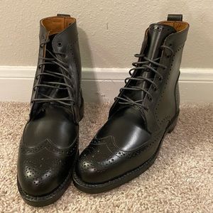 New Black Allen Edmonds Dalton Wingtip Dress Boot
